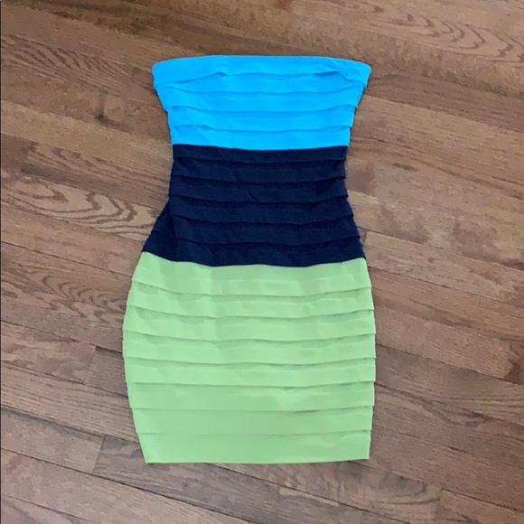 Strapless color block dress - Picture 1 of 3